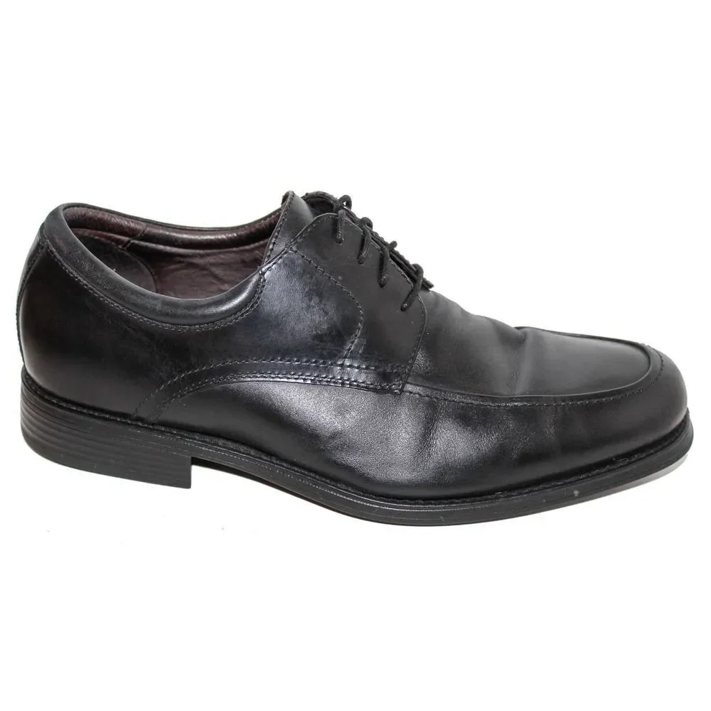 JOHNSTON & MURPHY ATCHISON MOC TOE Black Leather Lace Up Oxfords Mens Shoes 10.5